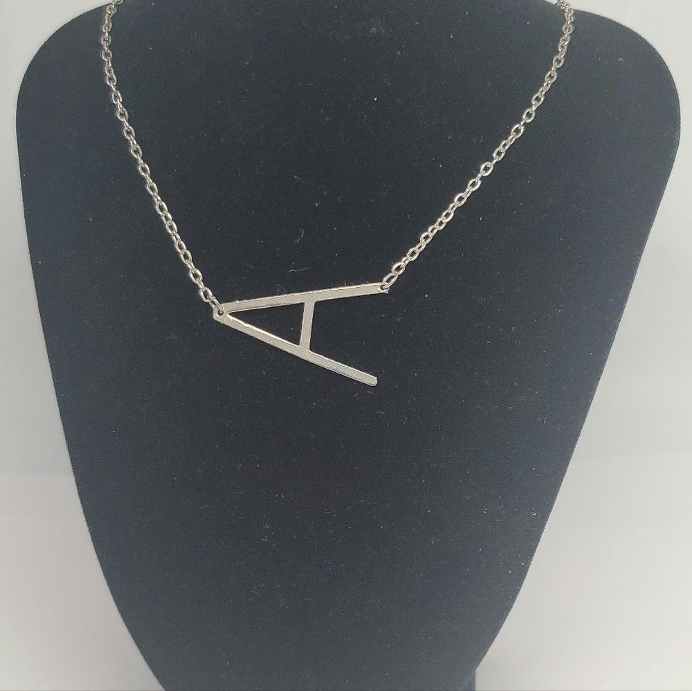 INITIAL "A" Silver Tone Necklace